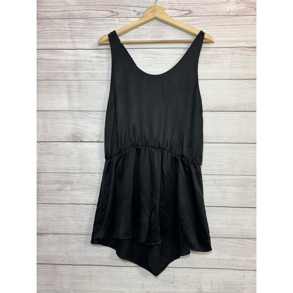 Victoria's Secret Black Satin Sleeveless Romper LARGE - Picture 3 of 10
